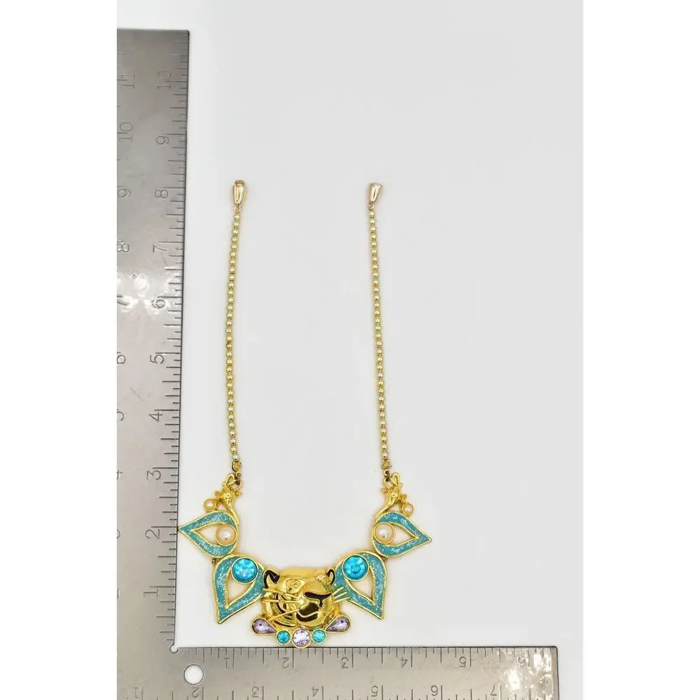 Disney Store London Necklace Princess Jasmine Aladdin Raja Crystal Gold BinBJ